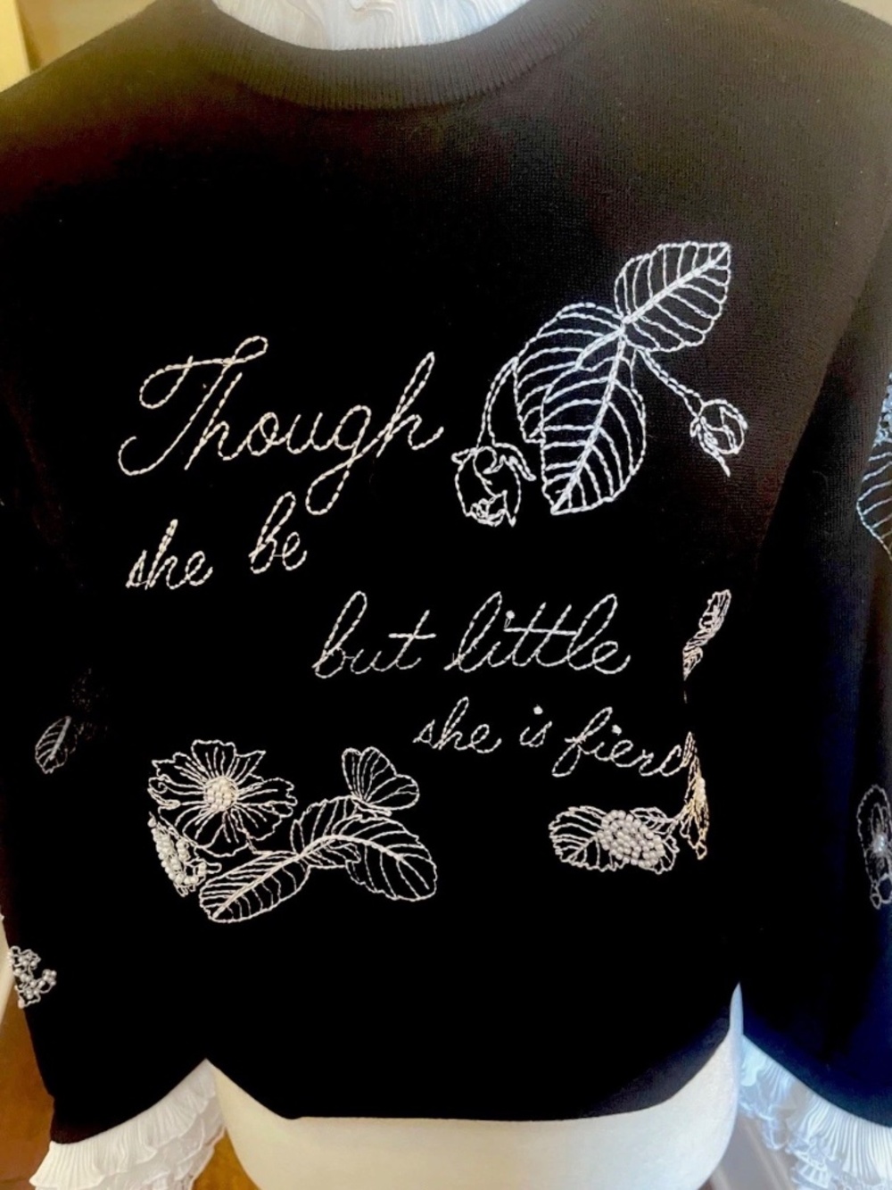 Alice + Olivia Carolann inspiring Embellished Sweater Ruffled Collar Sz S $595 - Picture 11 of 14